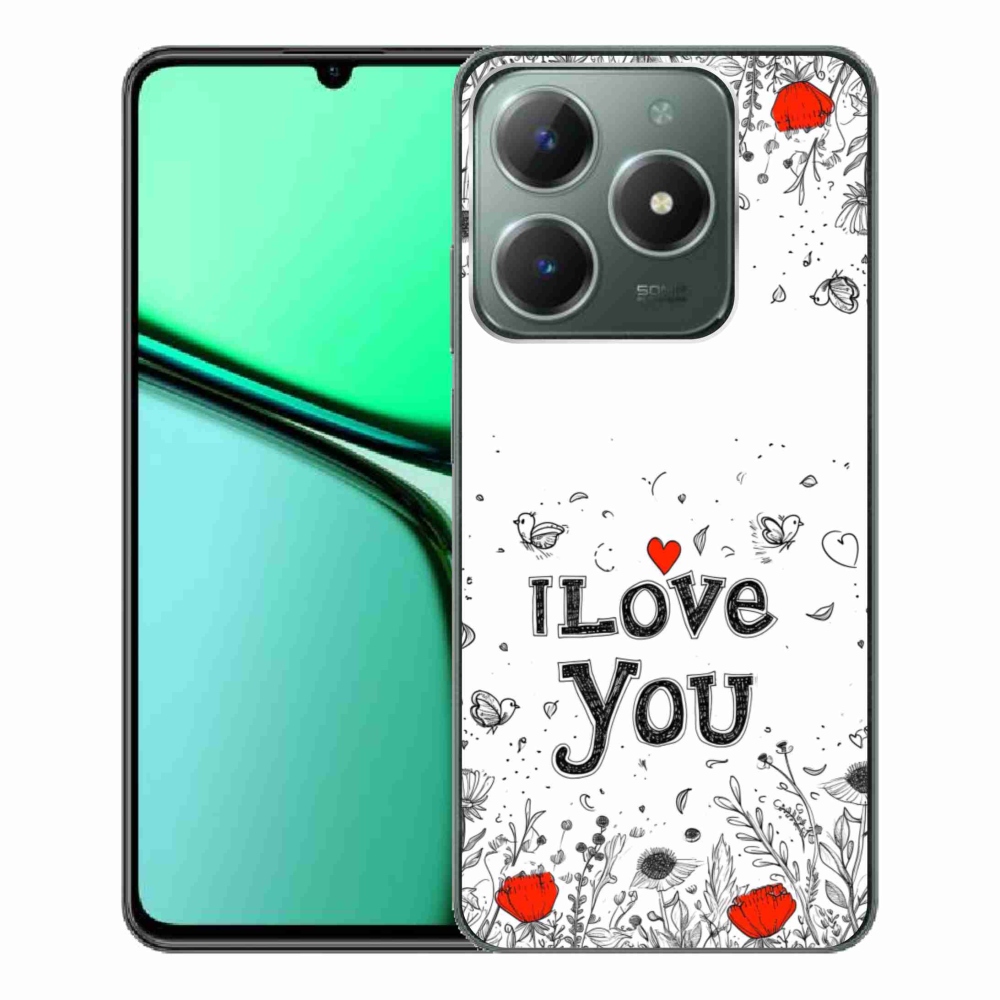 Gelový kryt mmCase na Realme C61 - I love you bílé pozadí