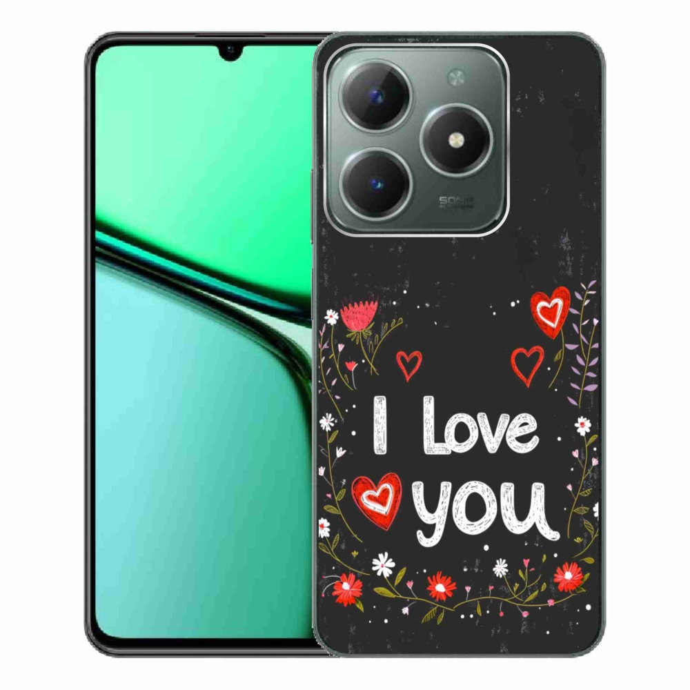 Gelový kryt mmCase na Realme C61 - I love you černé pozadí