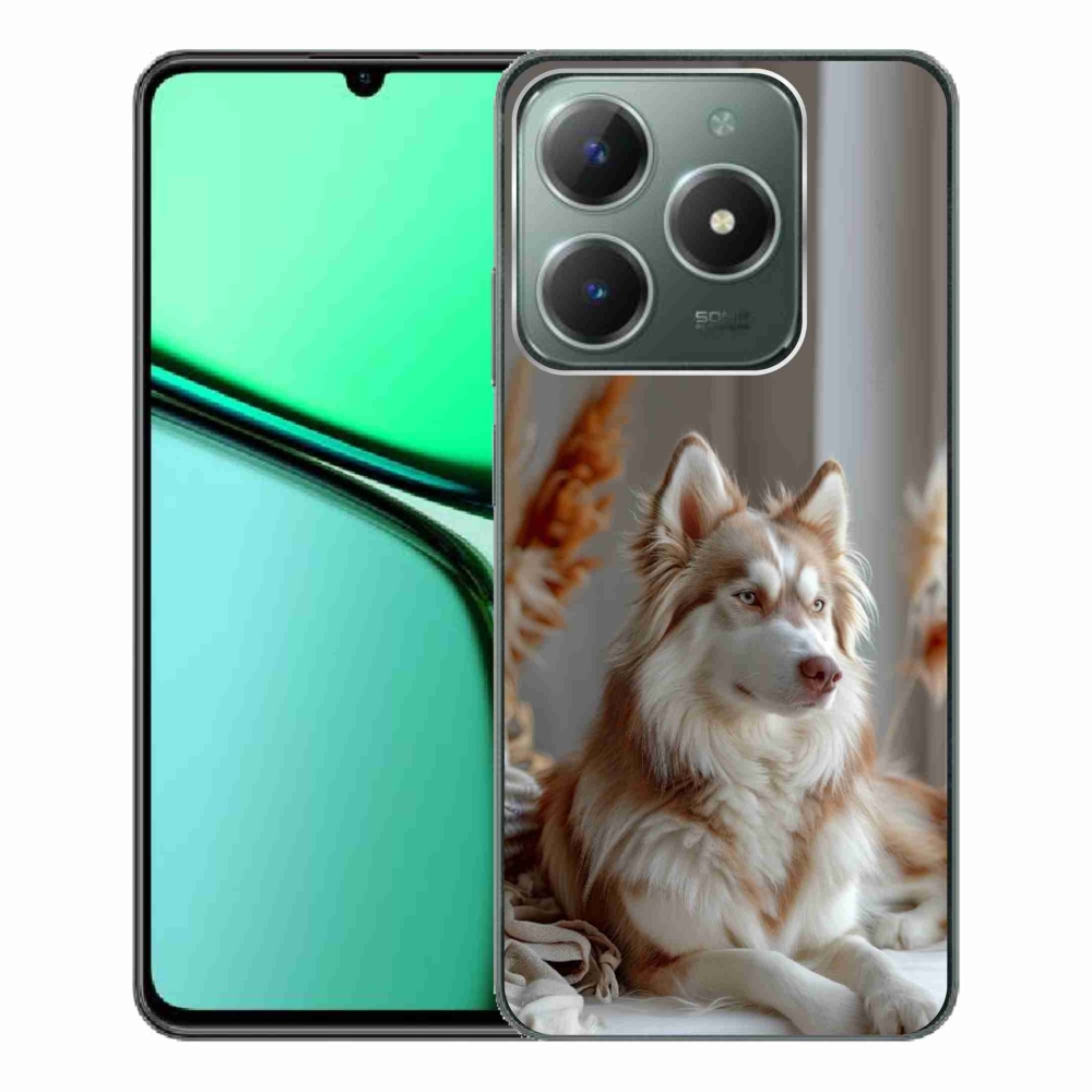Gelový kryt mmCase na Realme C61 - klidný sibiřský husky