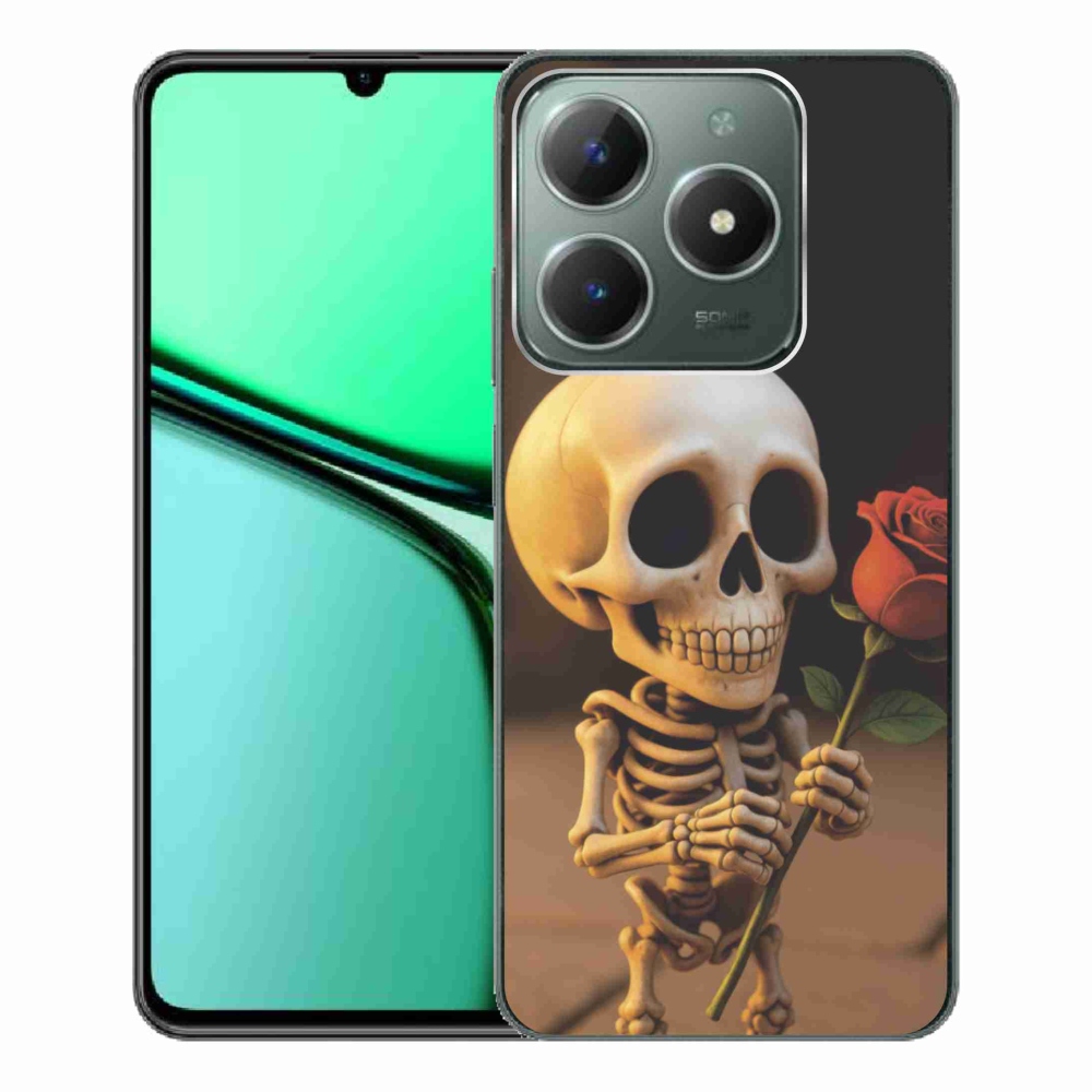 Gelový kryt mmCase na Realme C61 - kostlivec s růží