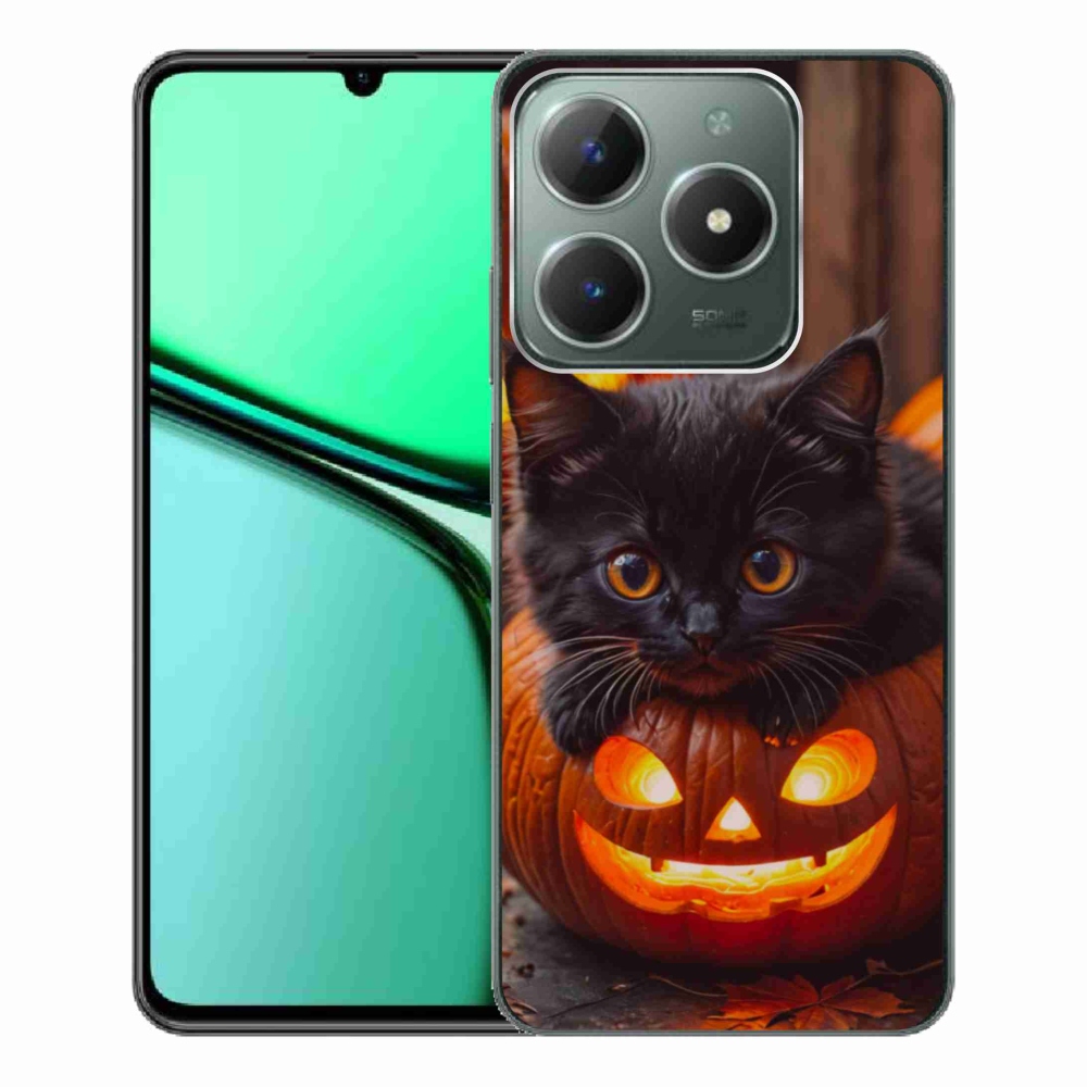 Gelový kryt mmCase na Realme C61 - kotě a dýně