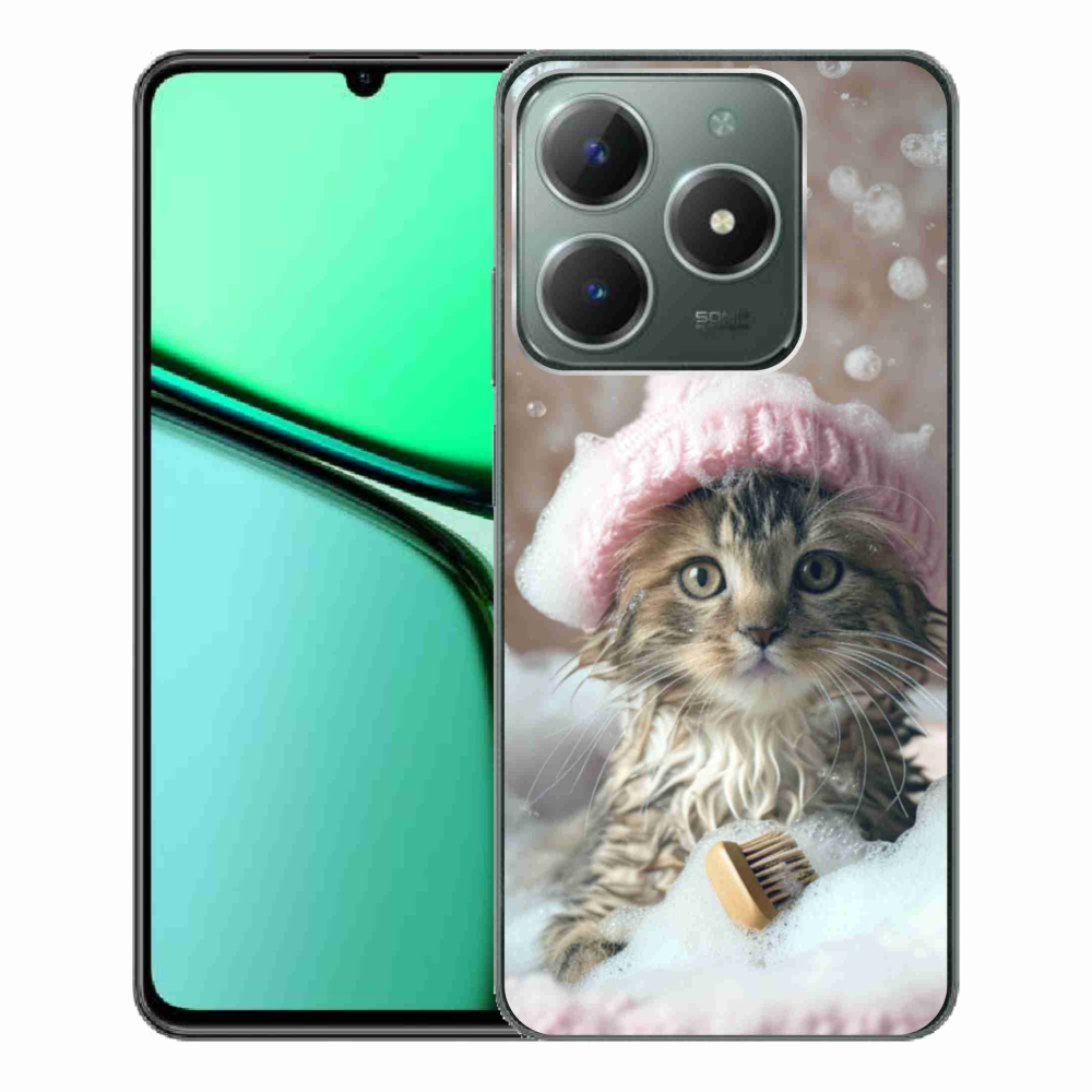 Gelový kryt mmCase na Realme C61 - kotě a koupel