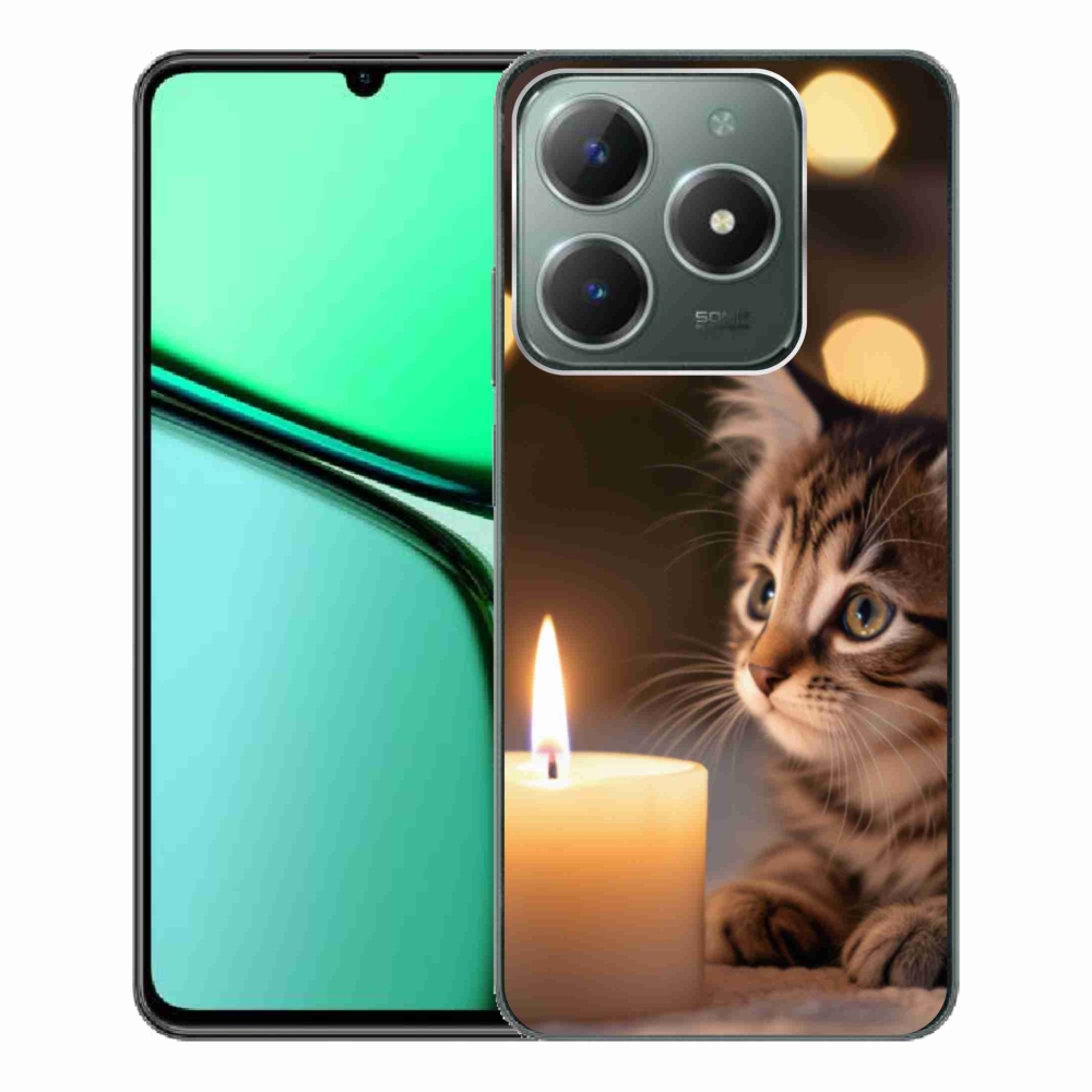 Gelový kryt mmCase na Realme C61 - kotě a svíčka
