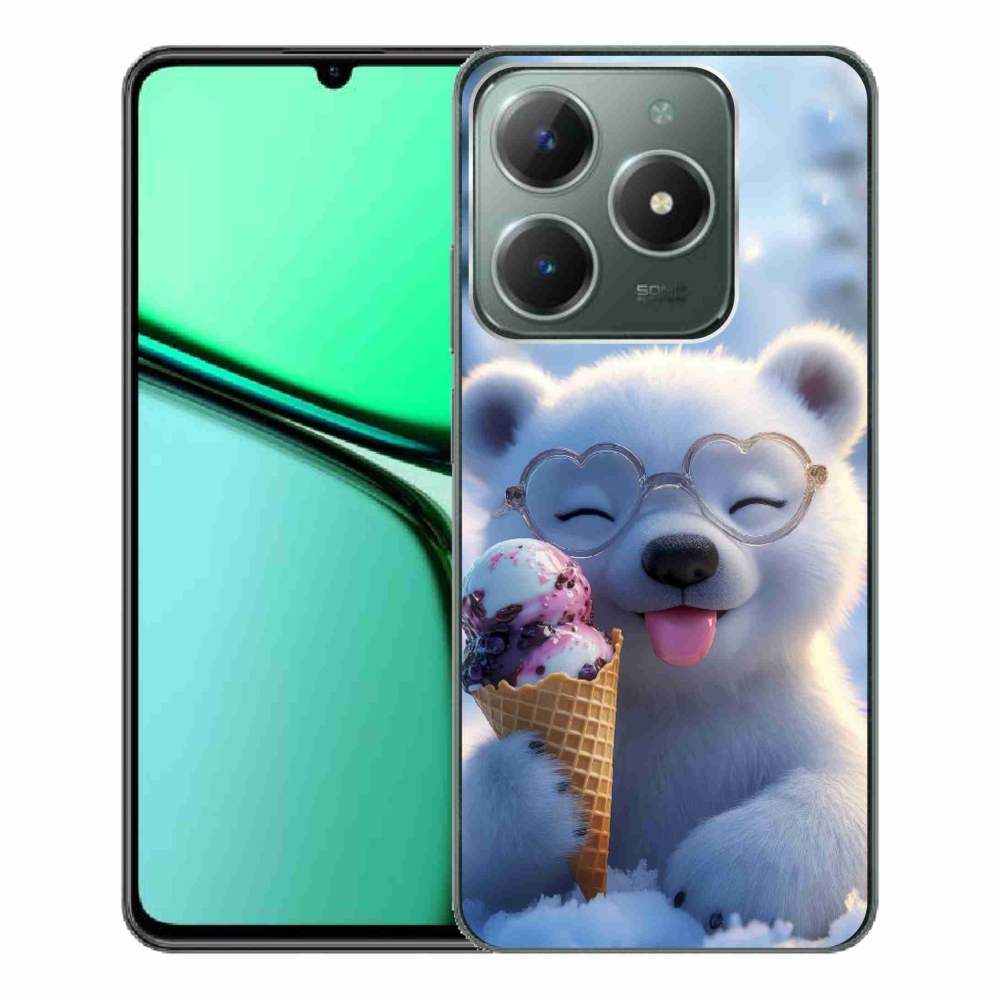 Gelový kryt mmCase na Realme C61 - medvídek se zmrzlinou