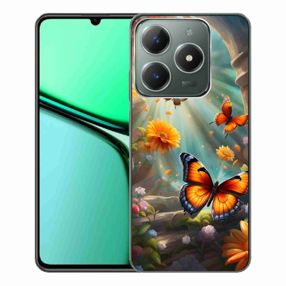 Gelový kryt mmCase na Realme C61 - motýlí zahrada 2