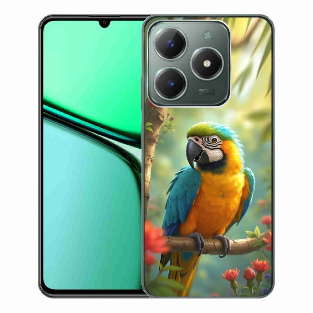 Gelový kryt mmCase na Realme C61 - papoušek ara modrožlutá