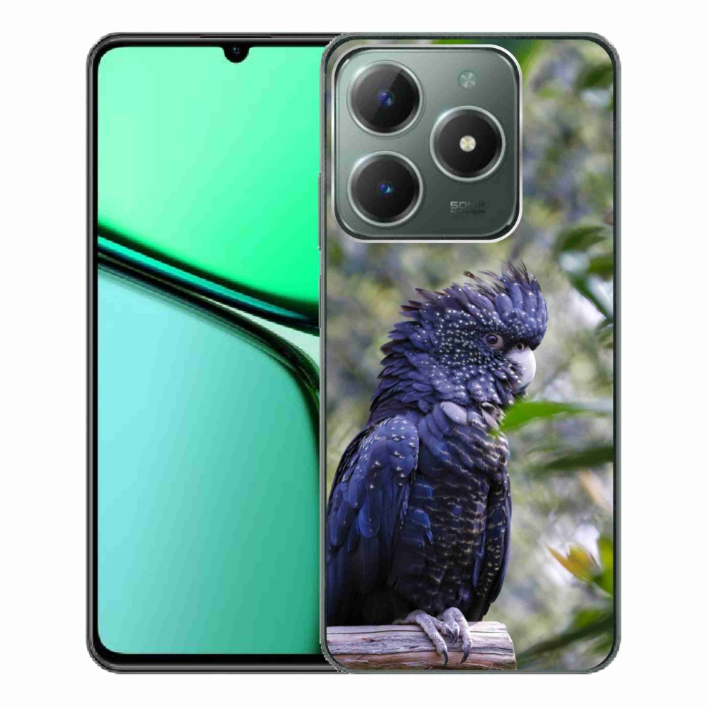 Gelový kryt mmCase na Realme C61 - papoušek kakadu černý