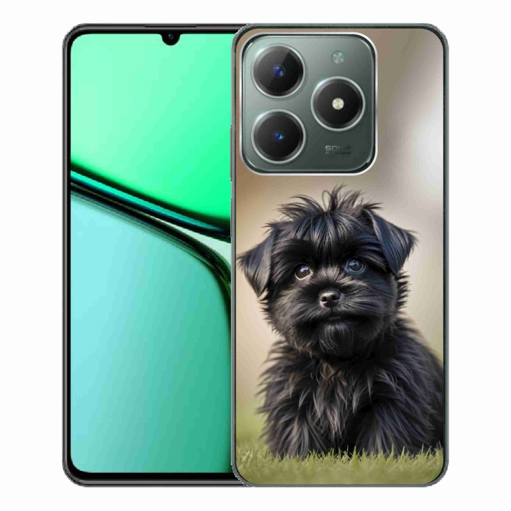 Gelový kryt mmCase na Realme C61 - roztomilý černý pejsek