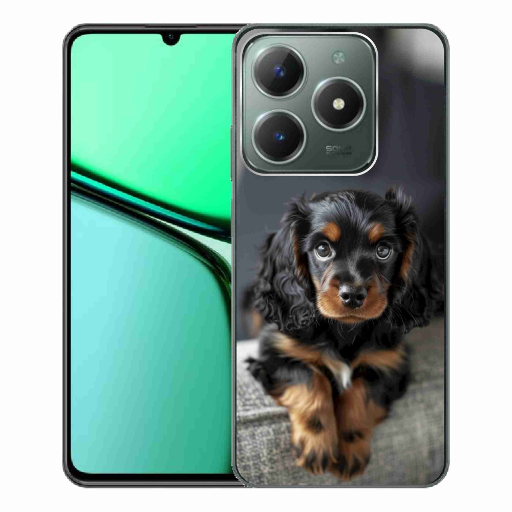 Gelový kryt mmCase na Realme C61 - roztomilý dlouhosrstý jezevčík