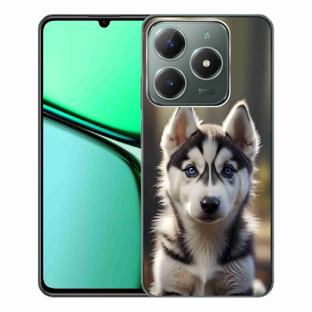 Gelový kryt mmCase na Realme C61 - roztomilý sibiřský husky