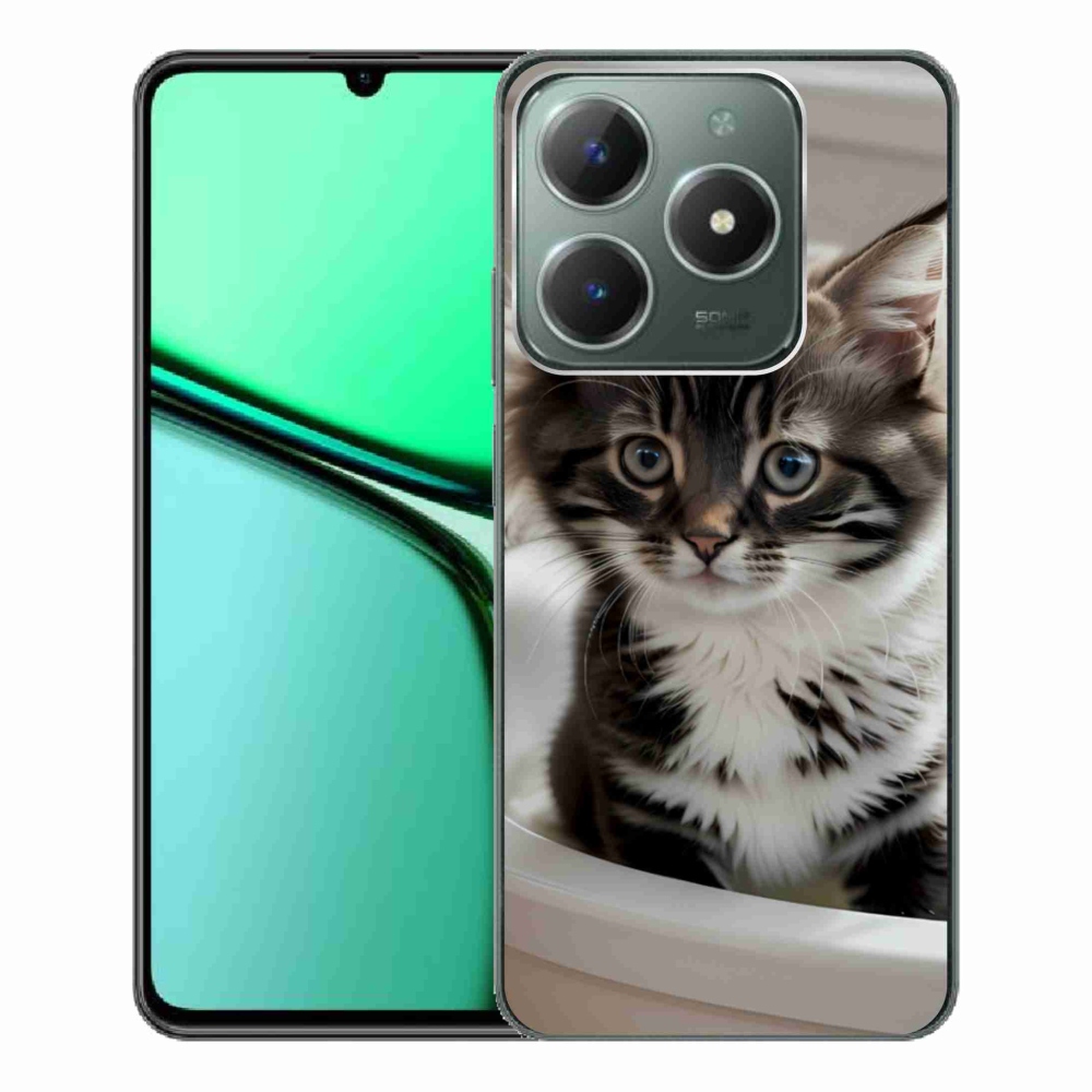 Gelový kryt mmCase na Realme C61 - zvědavé kotě