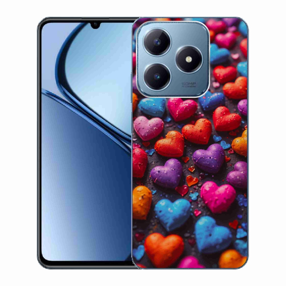 Gelový kryt mmCase na Realme C63 - barevná srdce
