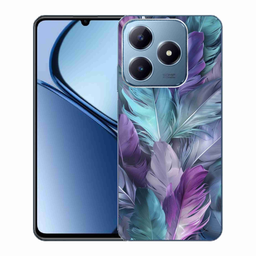 Gelový kryt mmCase na Realme C63 - barevné peří 2