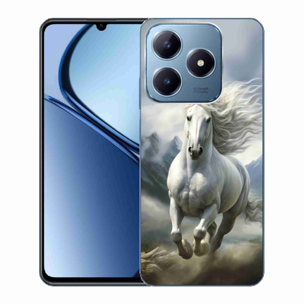 Gelový kryt mmCase na Realme C63 - běžící bílý kůň 3