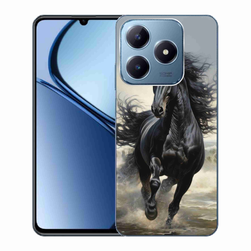 Gelový kryt mmCase na Realme C63 - běžící černý kůň
