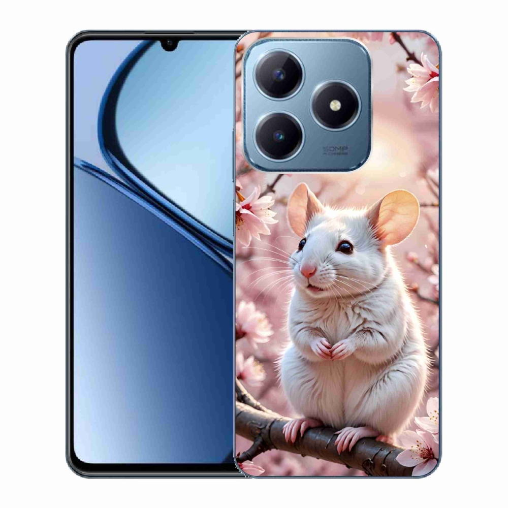 Gelový kryt mmCase na Realme C63 - bílá myš na větvi