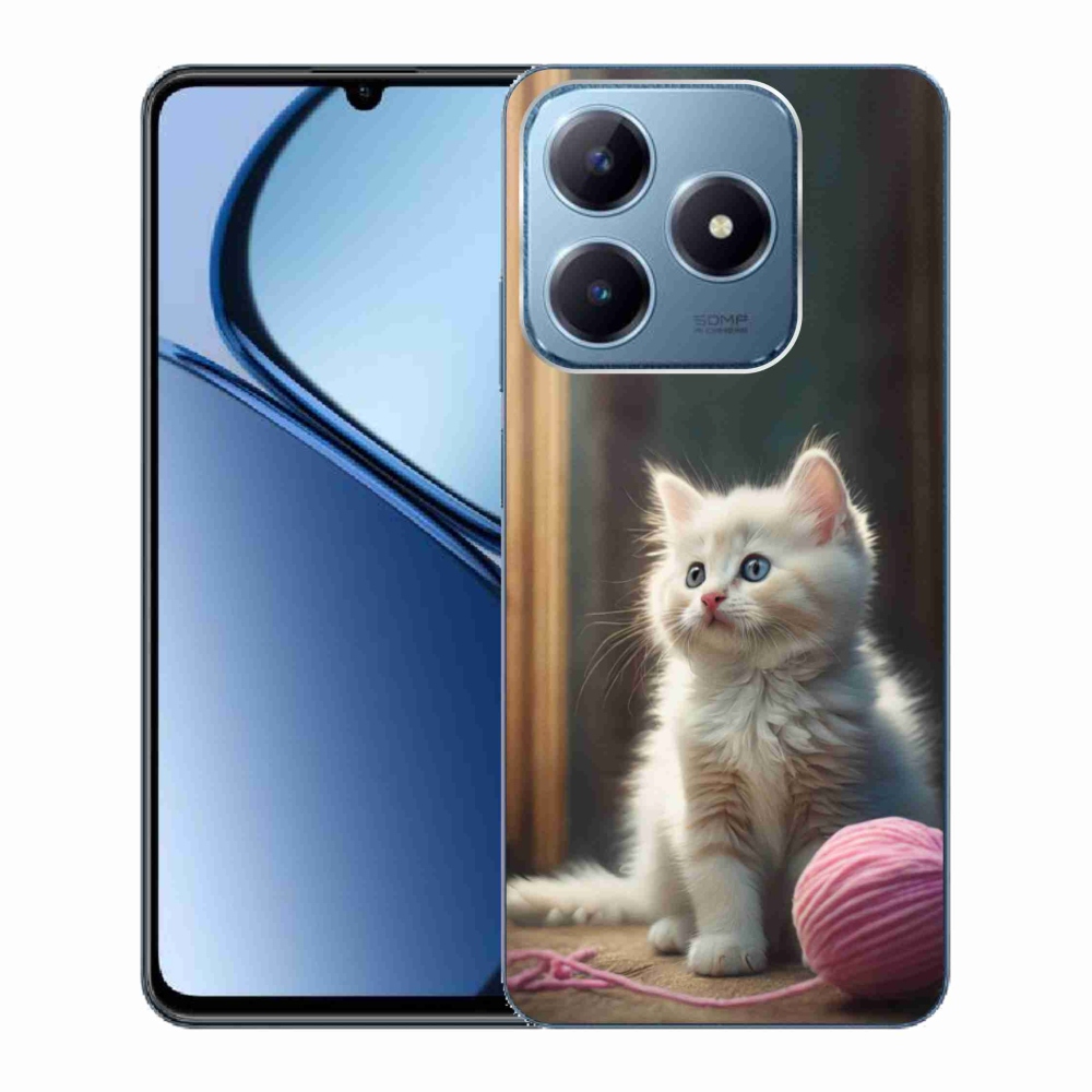 Gelový kryt mmCase na Realme C63 - bílé kotě 2