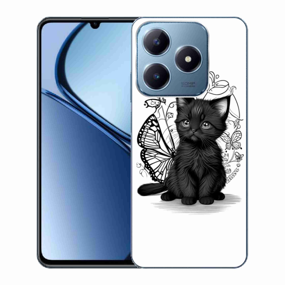 Gelový kryt mmCase na Realme C63 - černé kotě