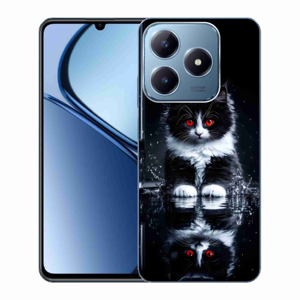 Gelový kryt mmCase na Realme C63 - černobílé kotě