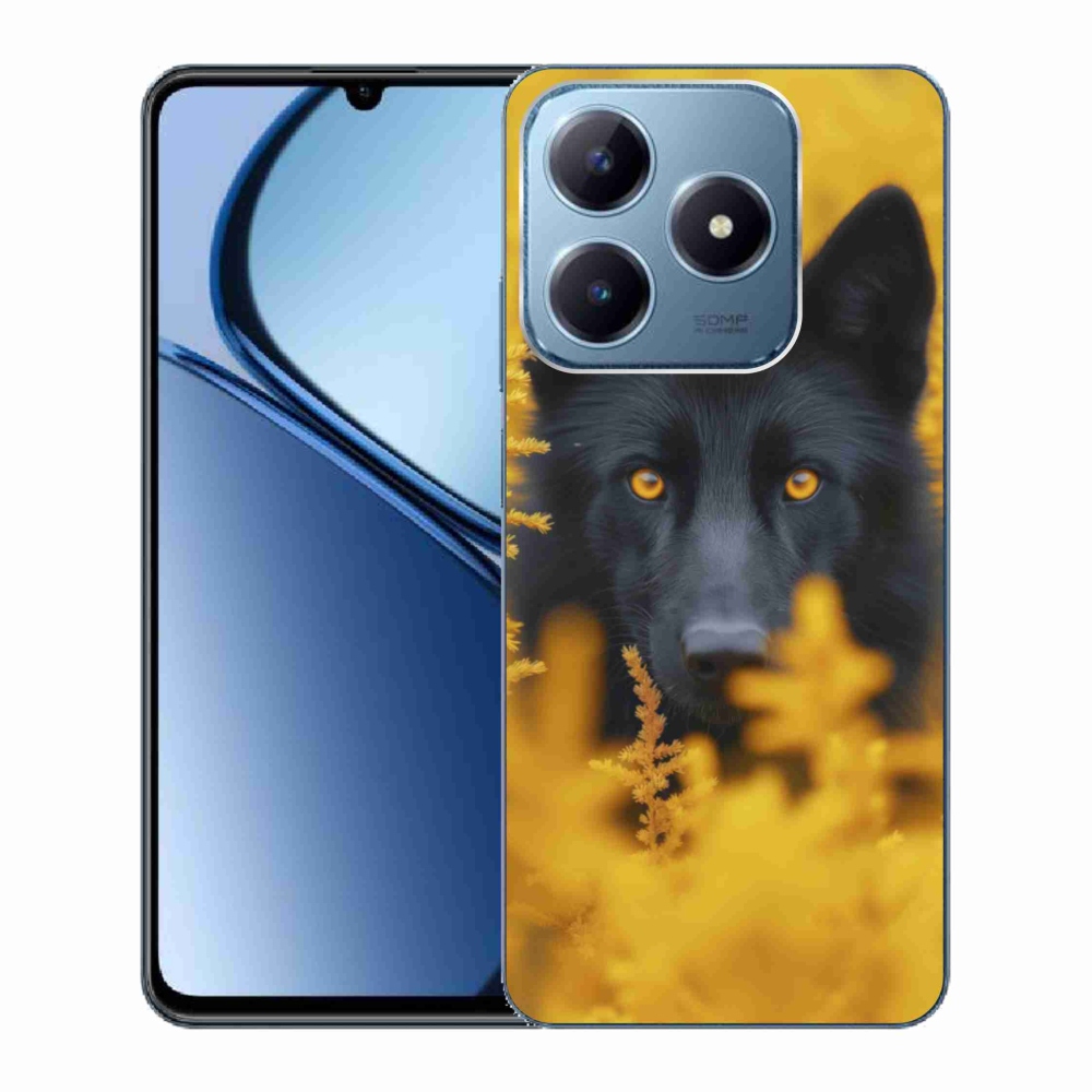 Gelový kryt mmCase na Realme C63 - černý vlk 2