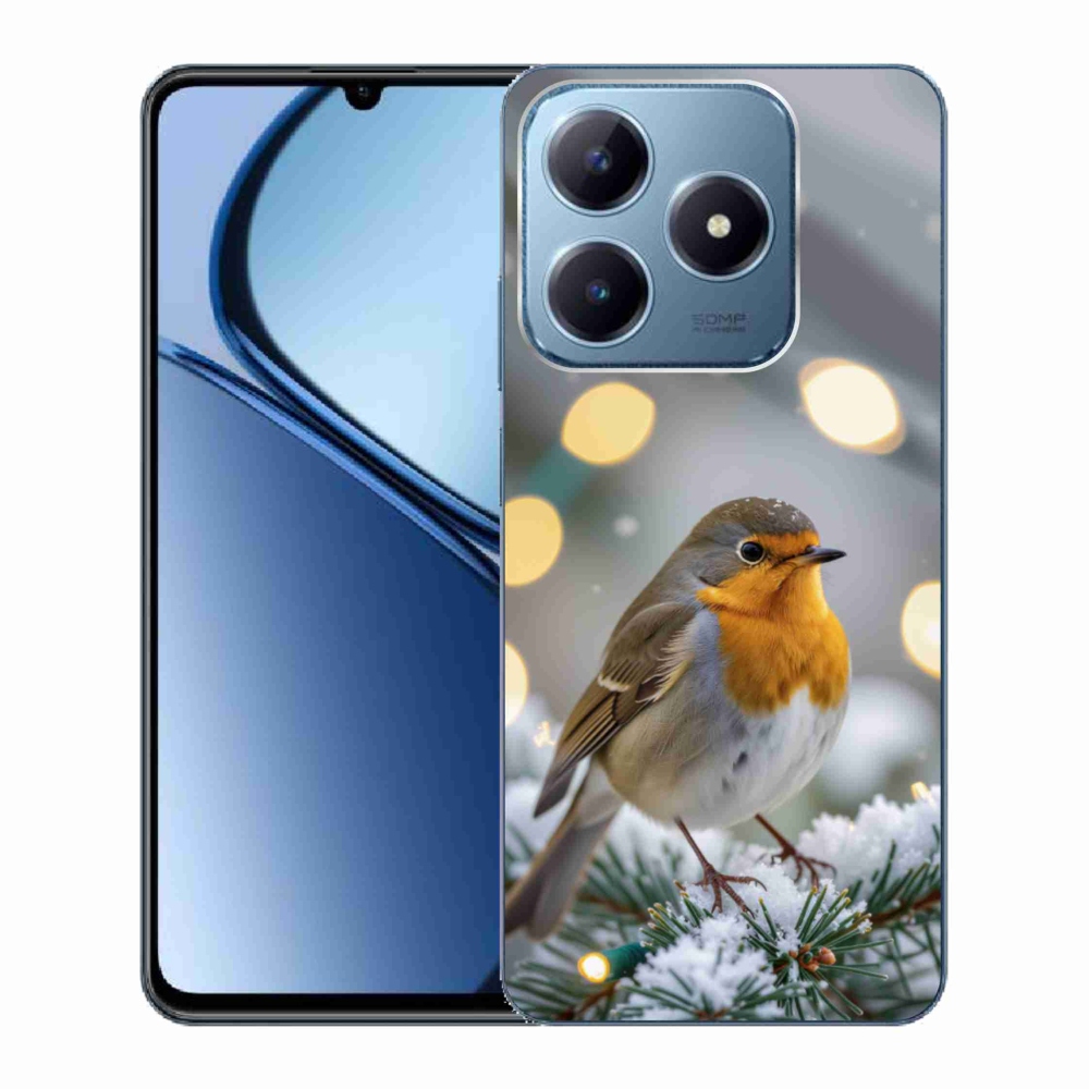 Gelový kryt mmCase na Realme C63 - červenka v zimě