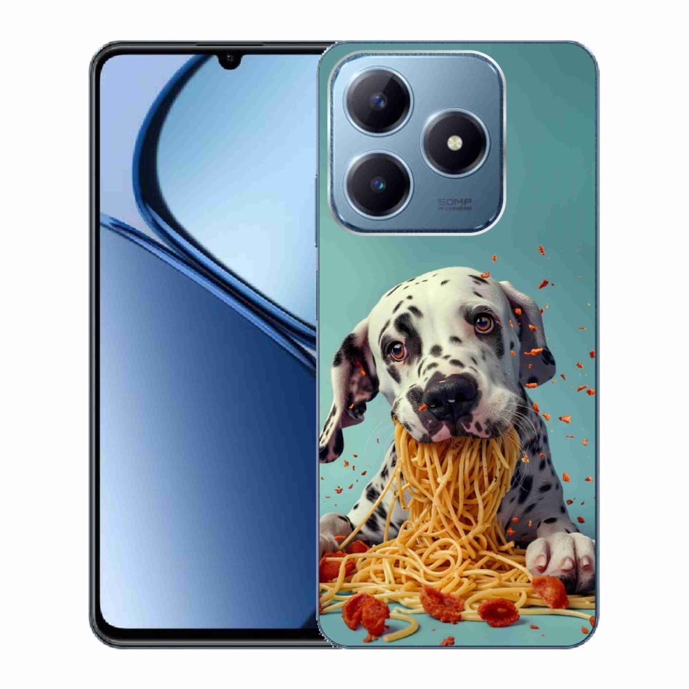 Gelový kryt mmCase na Realme C63 - dalmatin a špagety