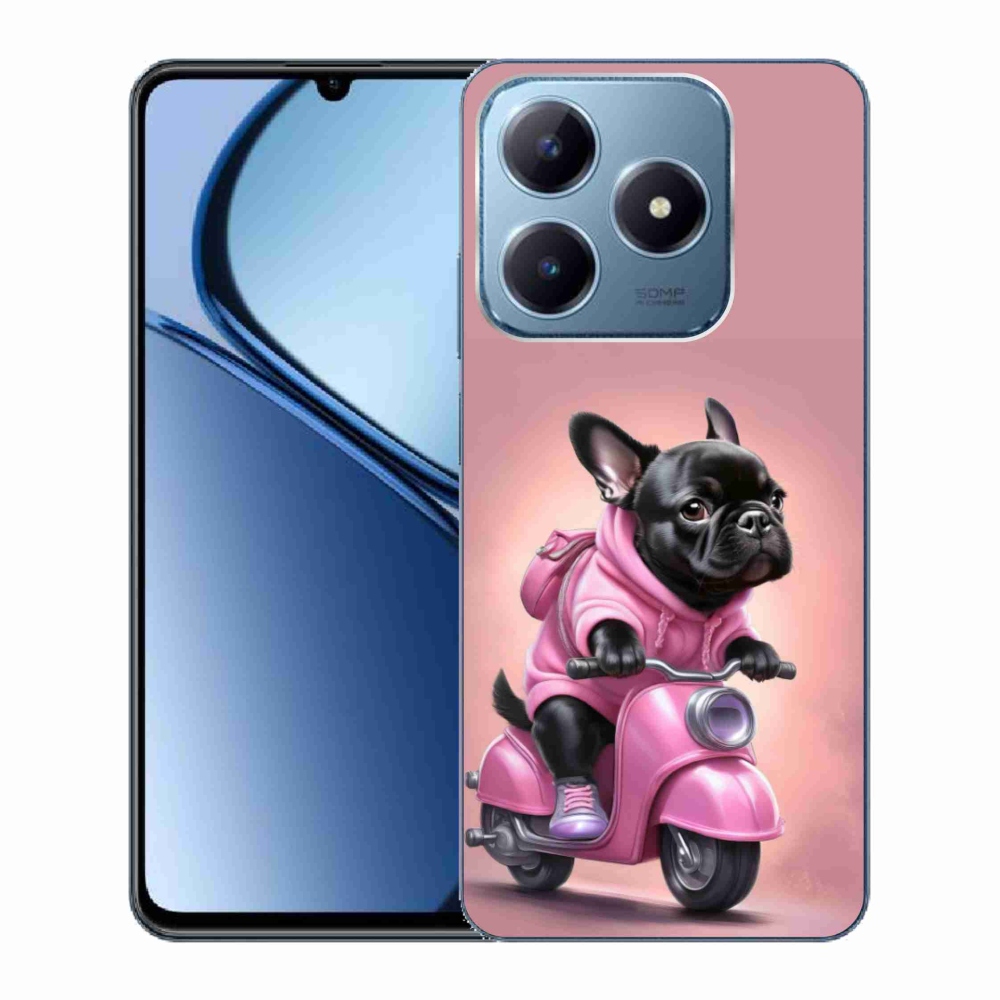 Gelový kryt mmCase na Realme C63 - francouzský buldoček na skútru