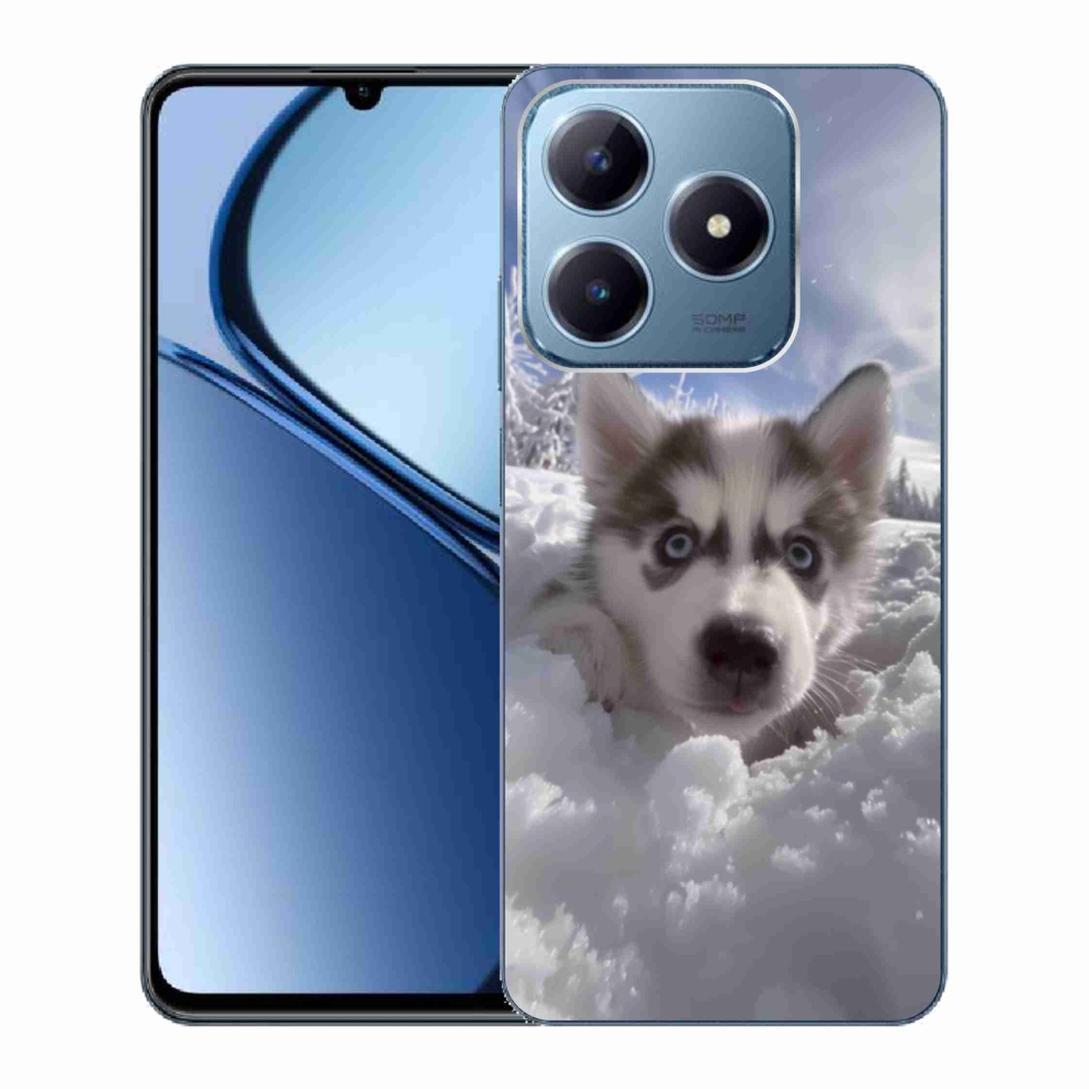 Gelový kryt mmCase na Realme C63 - husky ve sněhu