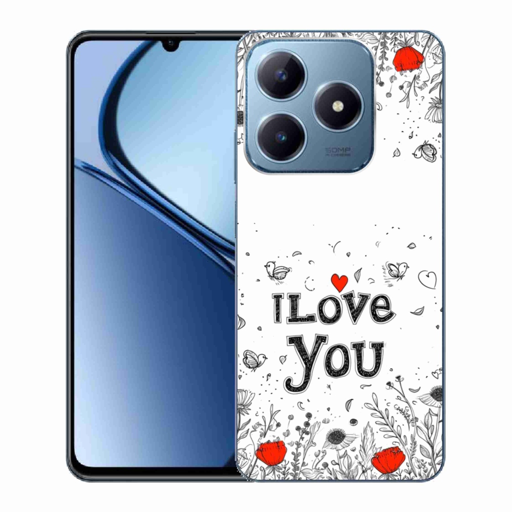 Gelový kryt mmCase na Realme C63 - I love you bílé pozadí