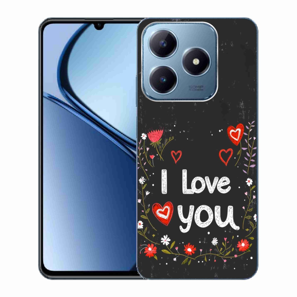 Gelový kryt mmCase na Realme C63 - I love you černé pozadí