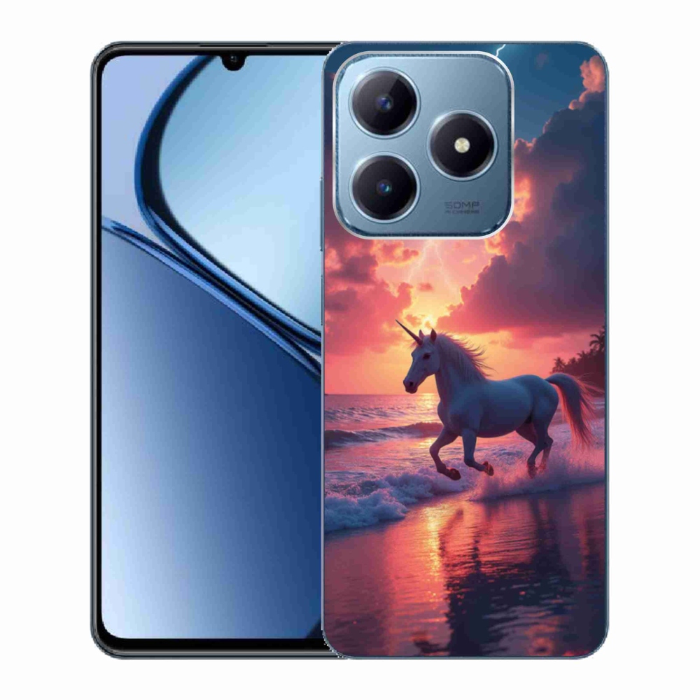 Gelový kryt mmCase na Realme C63 - jednorožec na pláži