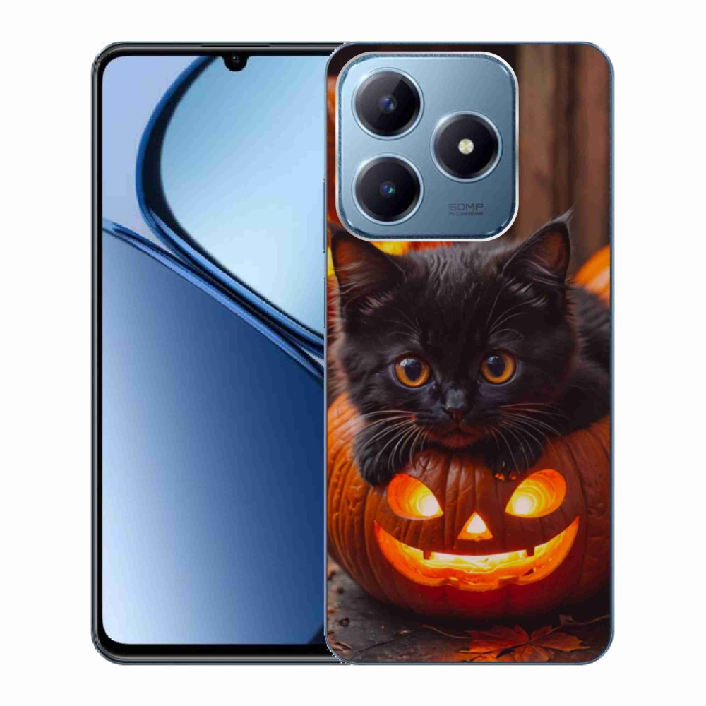 Gelový kryt mmCase na Realme C63 - kotě a dýně