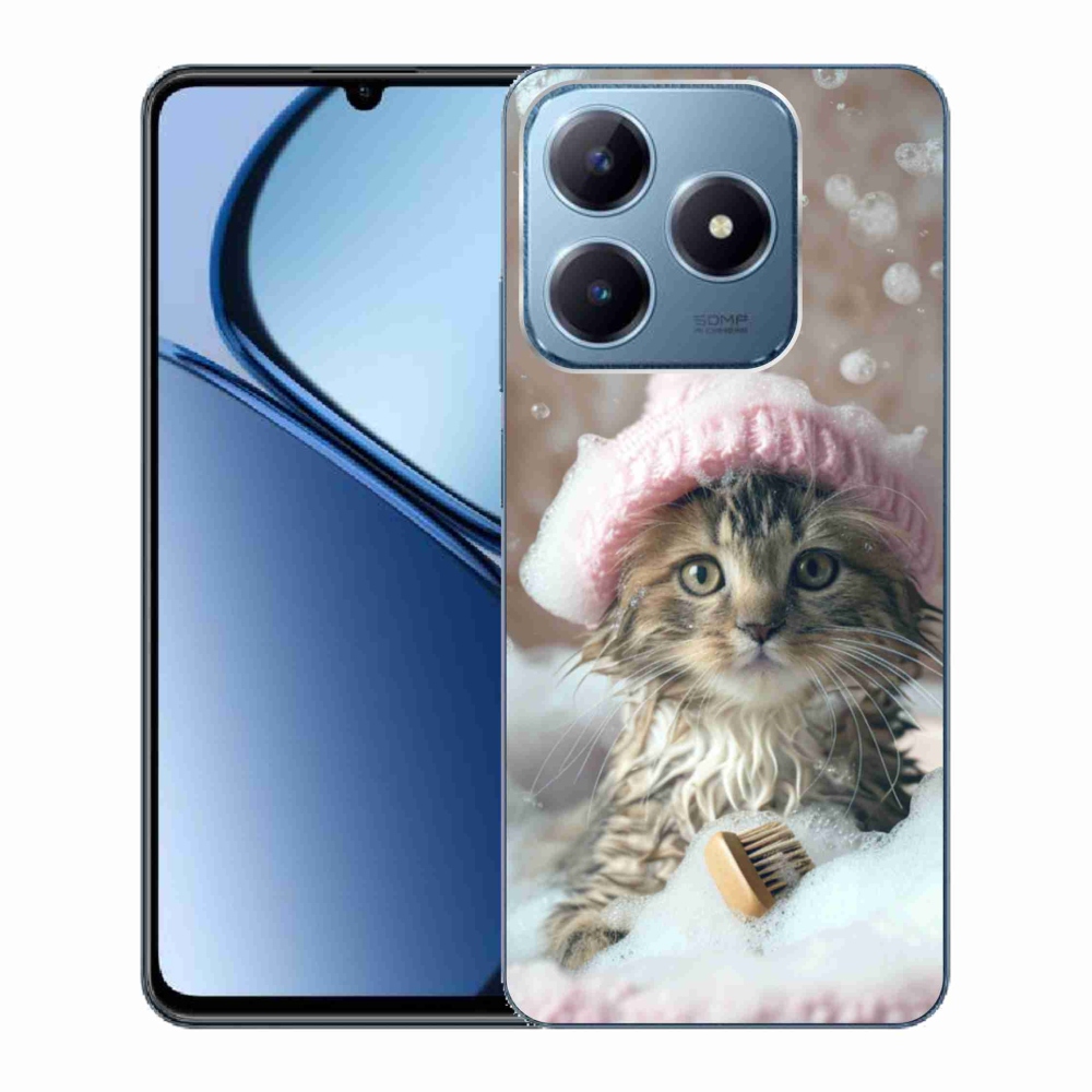 Gelový kryt mmCase na Realme C63 - kotě a koupel