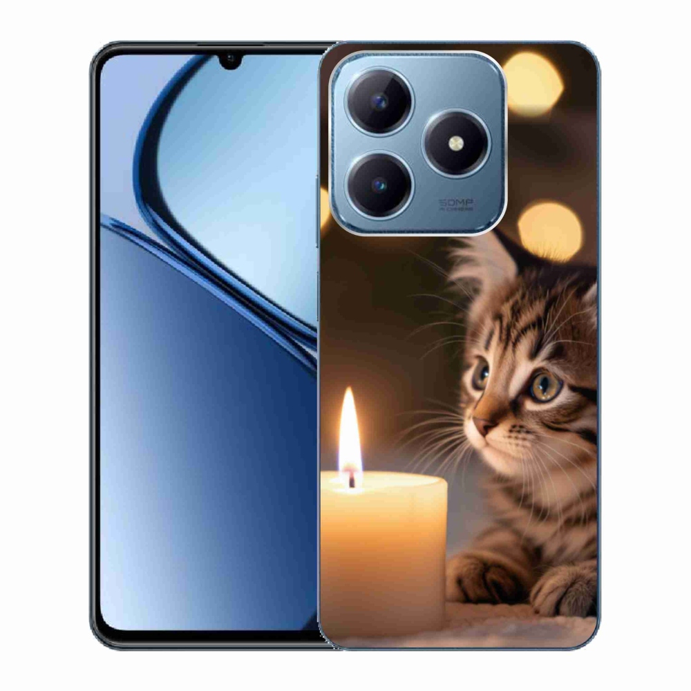Gelový kryt mmCase na Realme C63 - kotě a svíčka