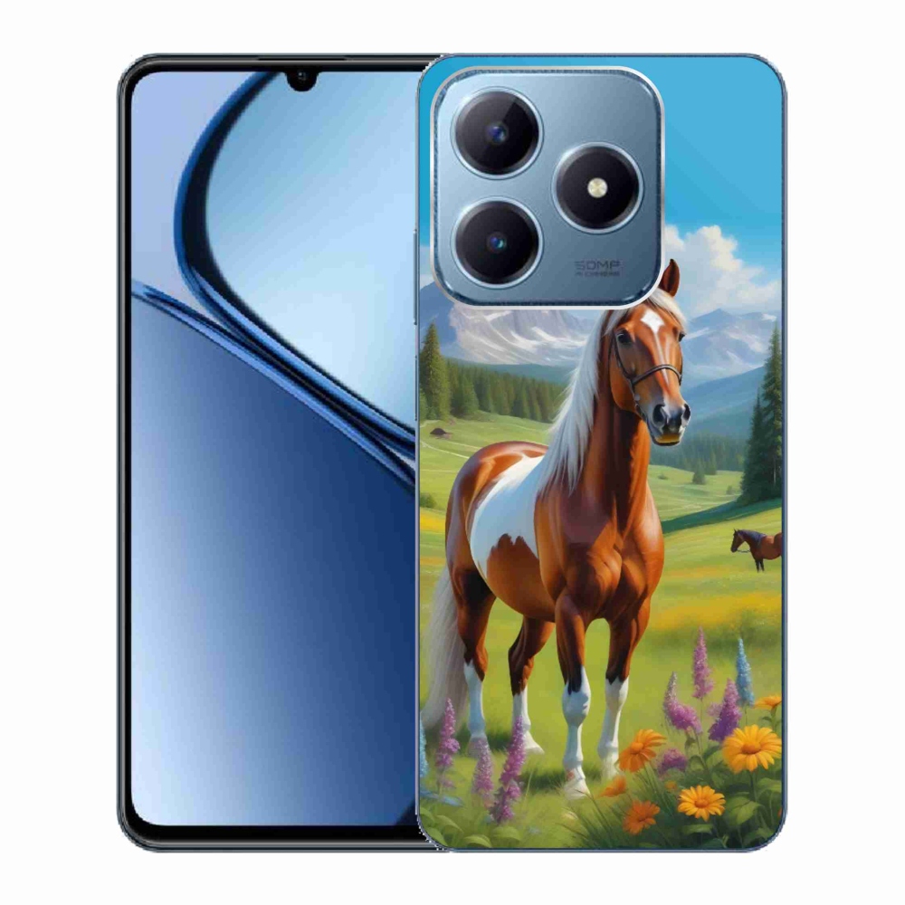 Gelový kryt mmCase na Realme C63 - kůň na louce