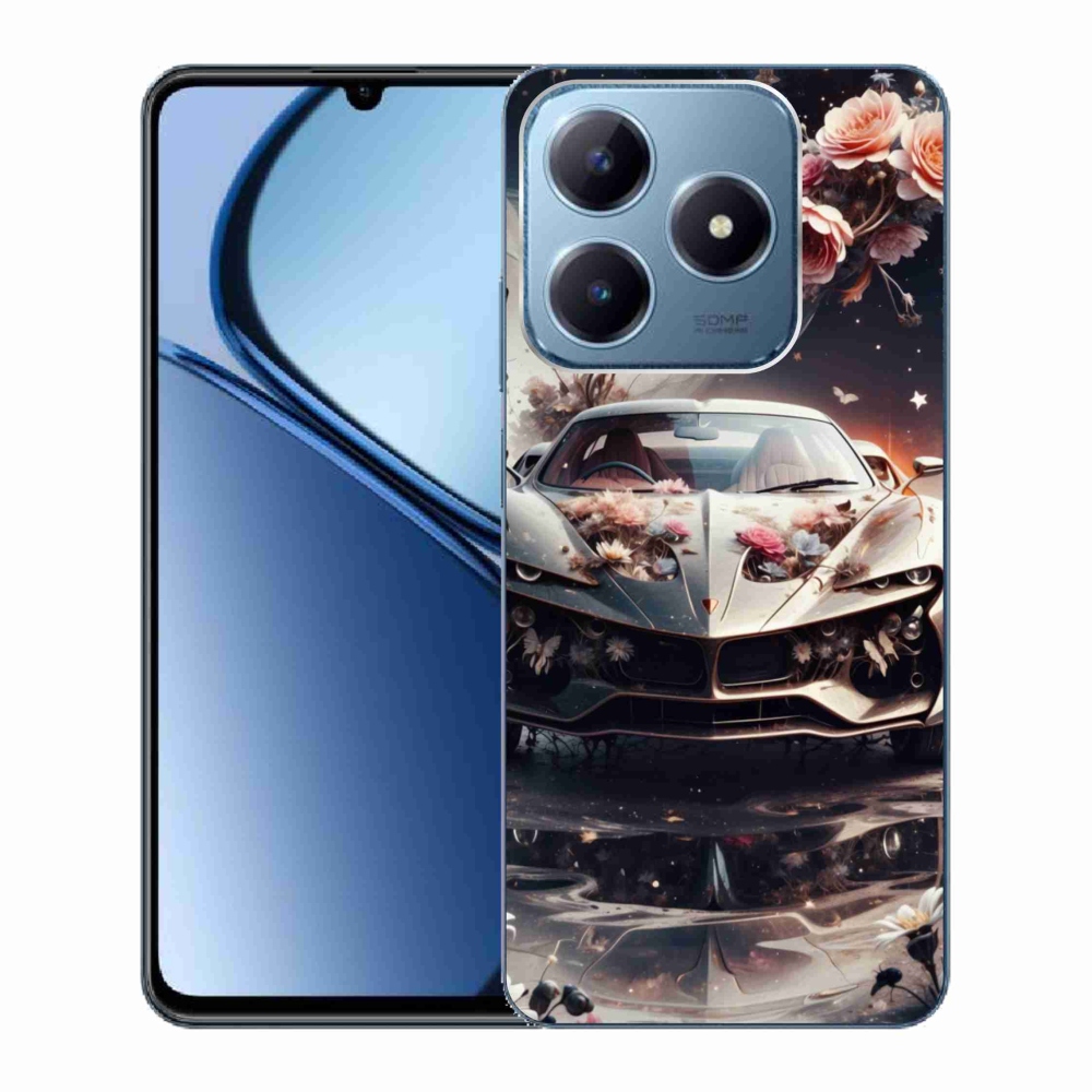 Gelový kryt mmCase na Realme C63 - květinový sportovní vůz