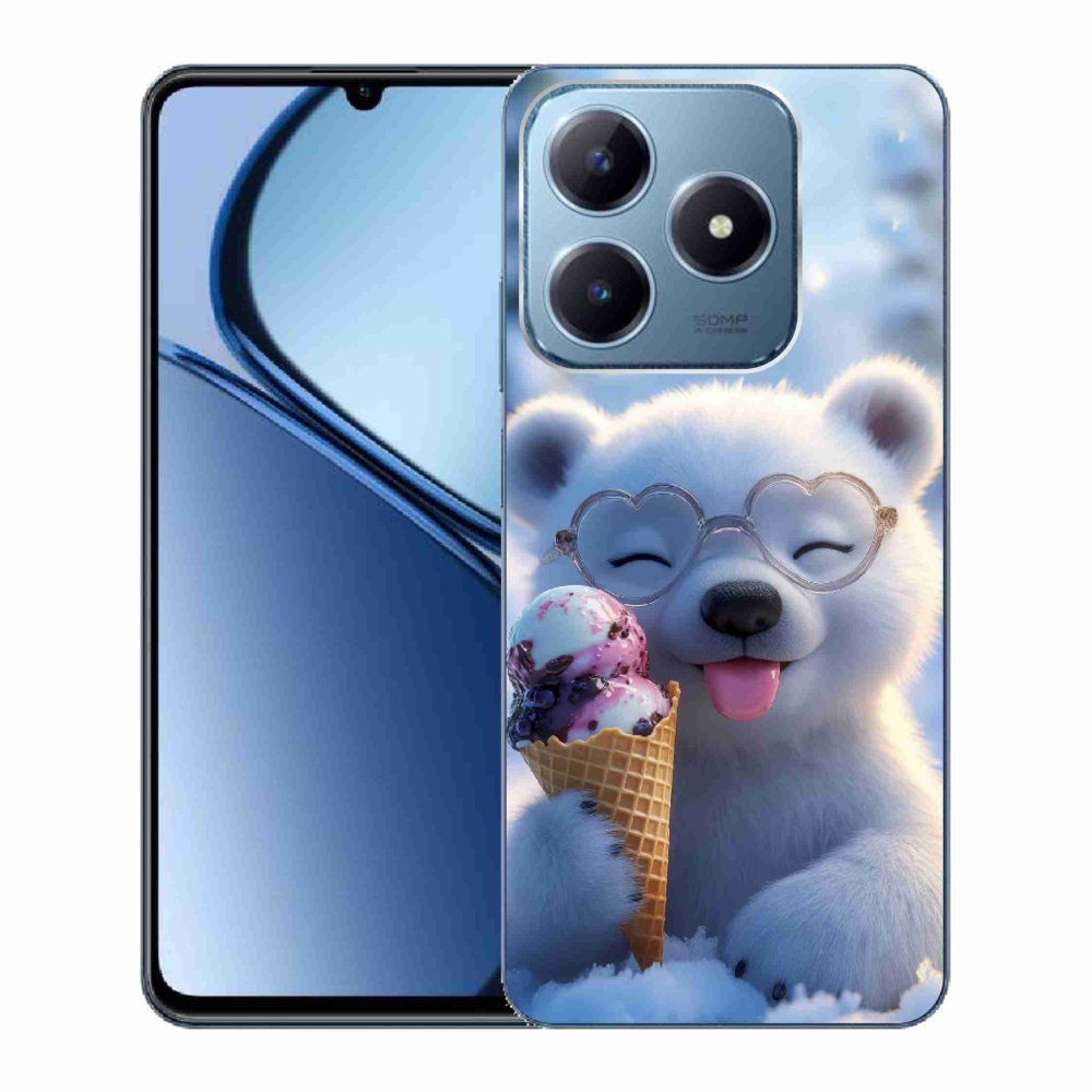 Gelový kryt mmCase na Realme C63 - medvídek se zmrzlinou
