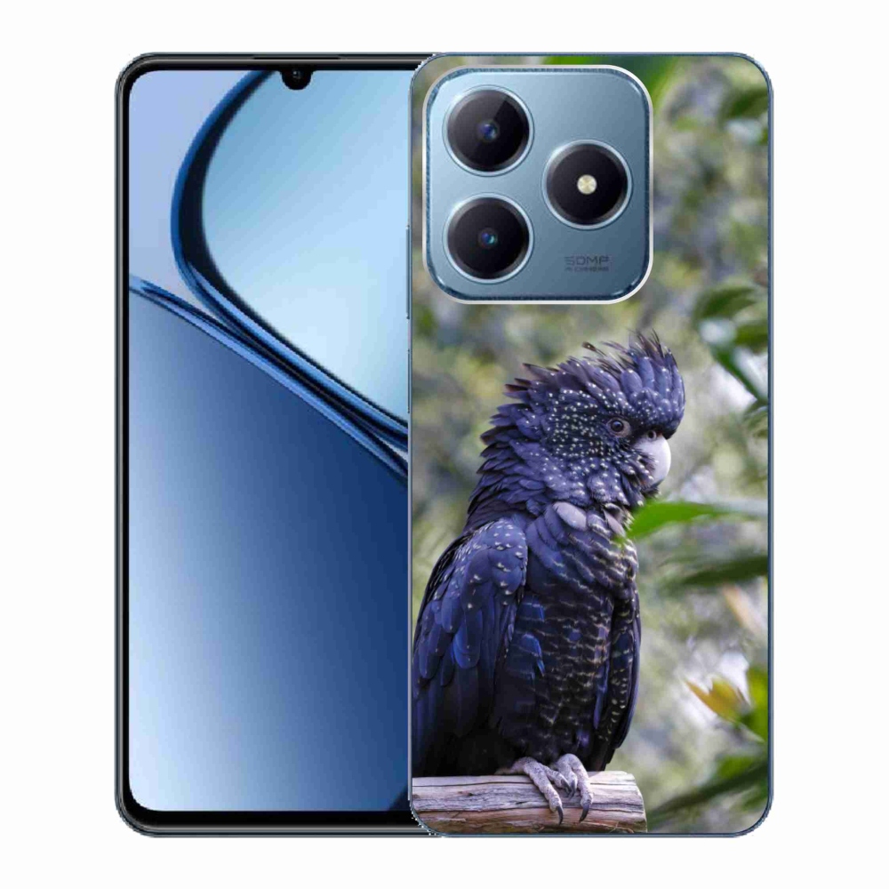 Gelový kryt mmCase na Realme C63 - papoušek kakadu černý