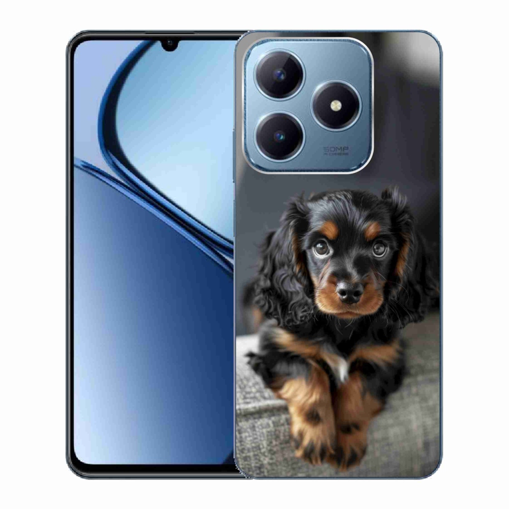 Gelový kryt mmCase na Realme C63 - roztomilý dlouhosrstý jezevčík