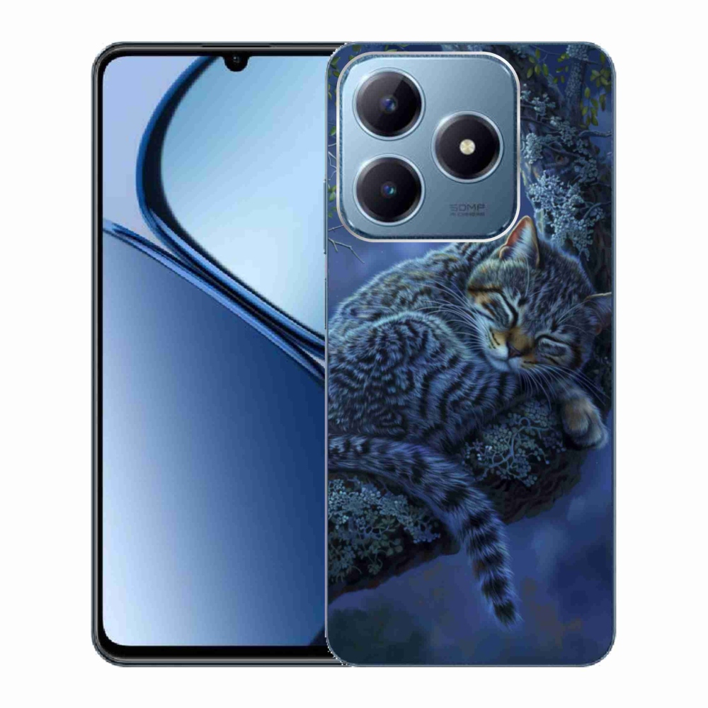 Gelový kryt mmCase na Realme C63 - spící kočka