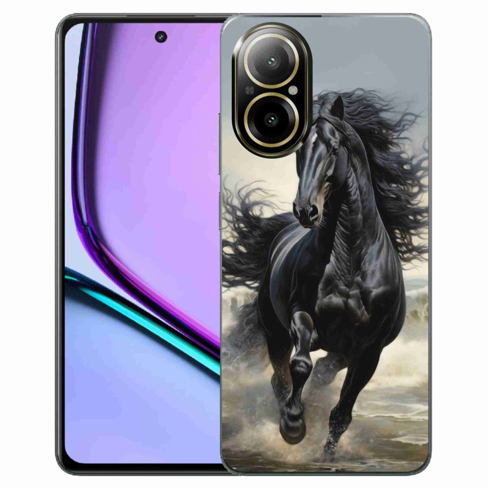 Gelový kryt mmCase na Realme C67 - běžící černý kůň