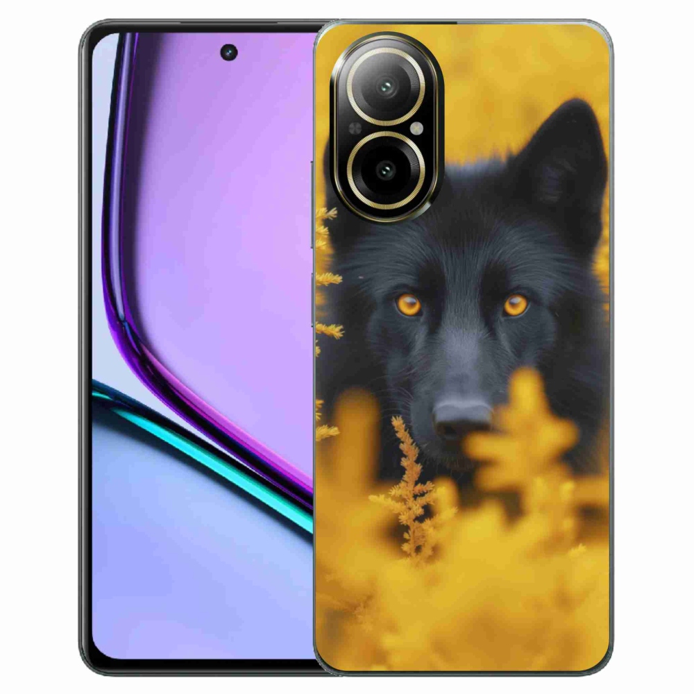 Gelový kryt mmCase na Realme C67 - černý vlk 2