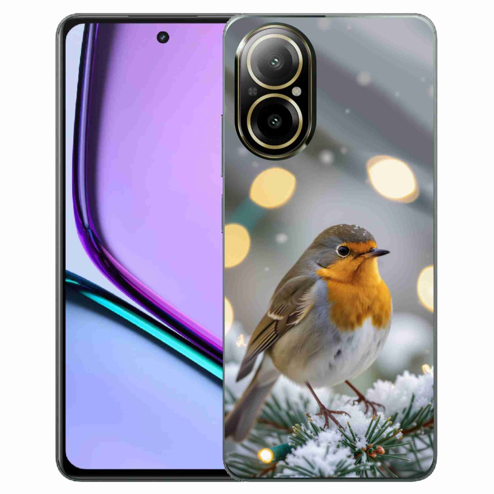 Gelový kryt mmCase na Realme C67 - červenka v zimě