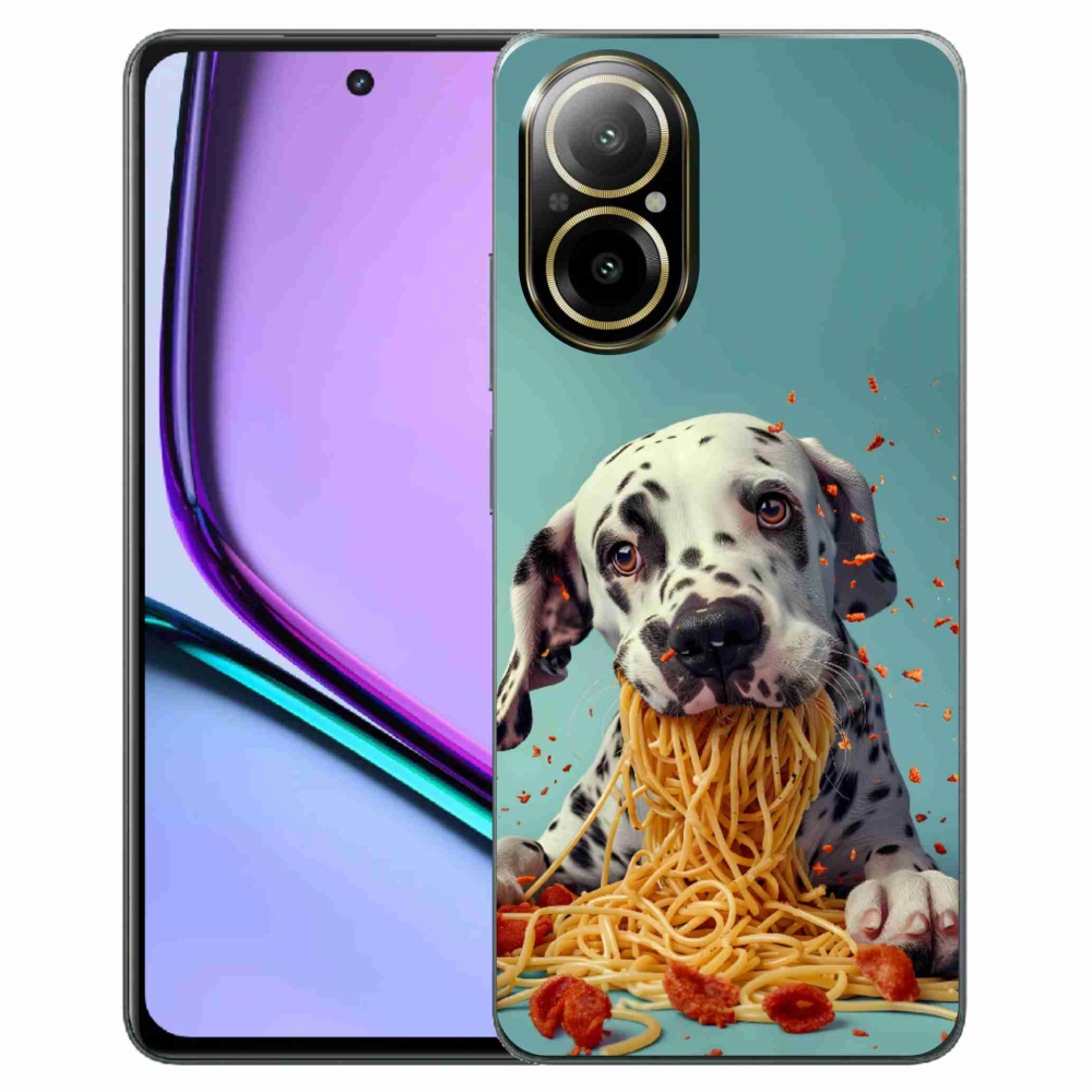 Gelový kryt mmCase na Realme C67 - dalmatin a špagety