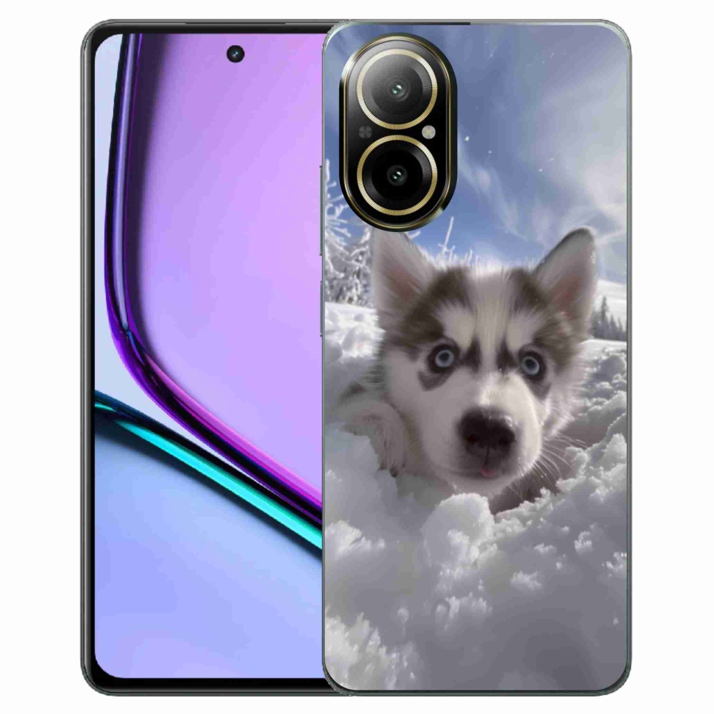 Gelový kryt mmCase na Realme C67 - husky ve sněhu
