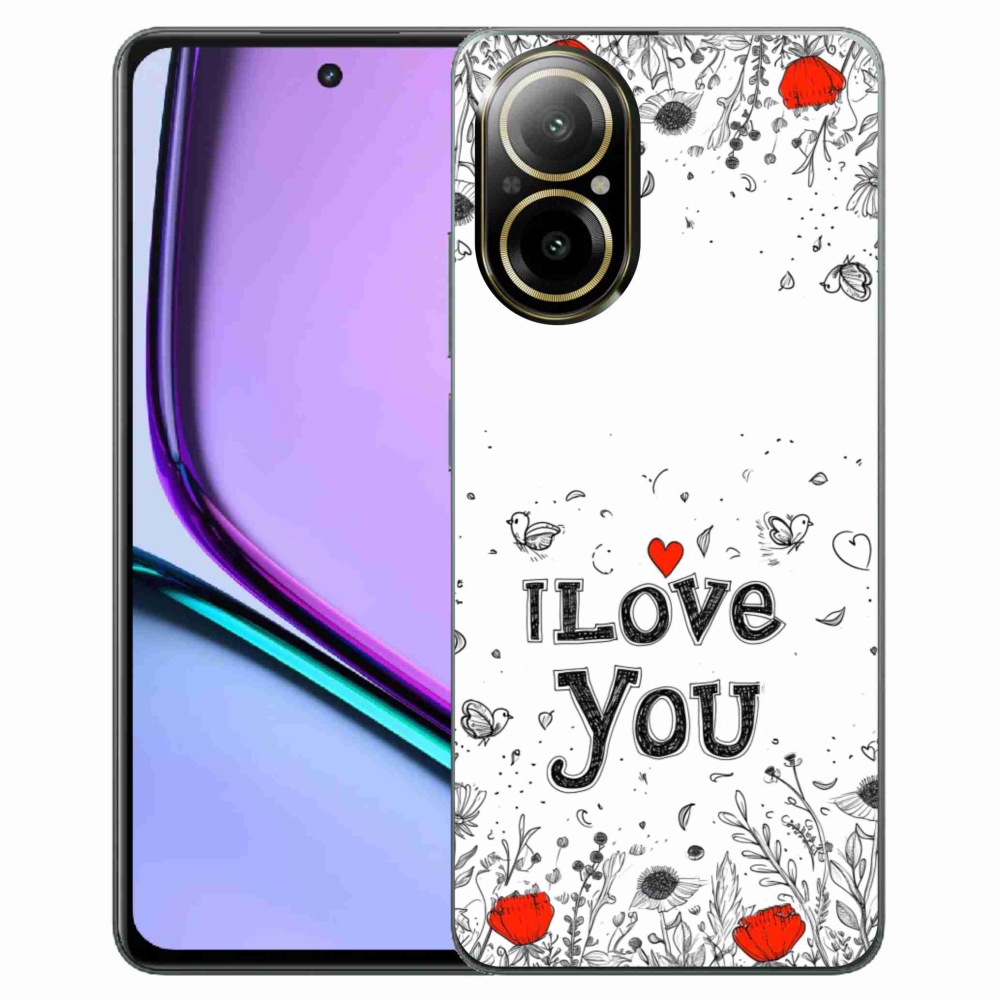 Gelový kryt mmCase na Realme C67 - I love you bílé pozadí