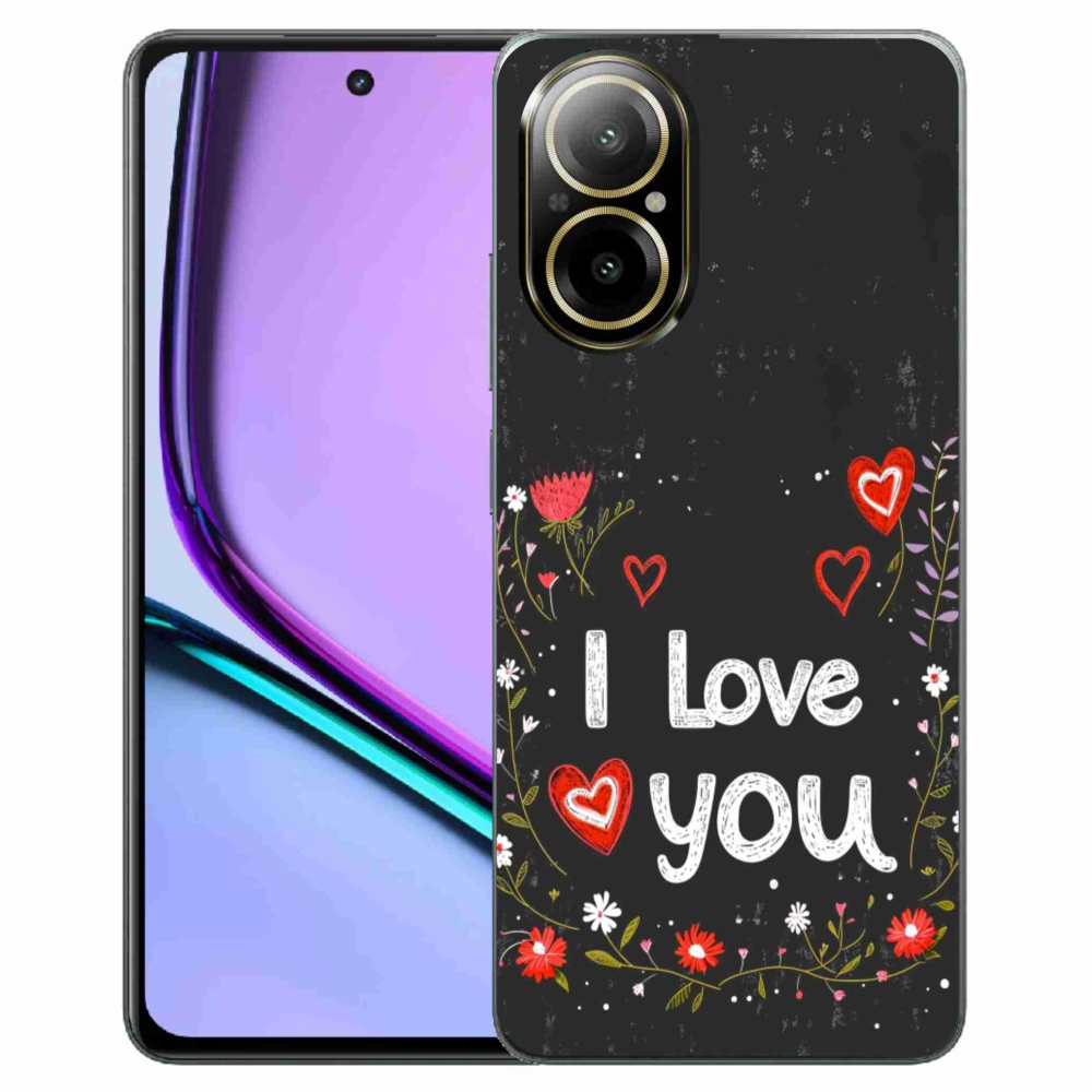 Gelový kryt mmCase na Realme C67 - I love you černé pozadí