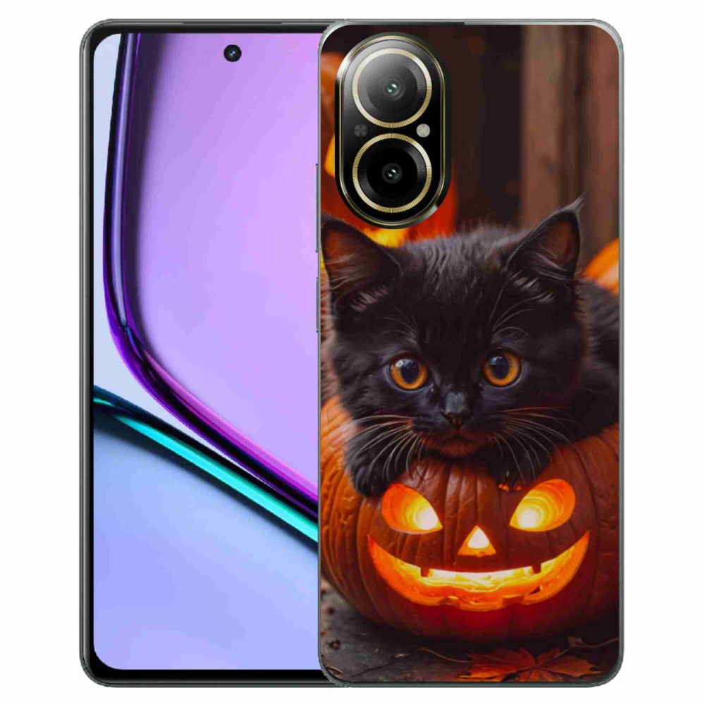 Gelový kryt mmCase na Realme C67 - kotě a dýně