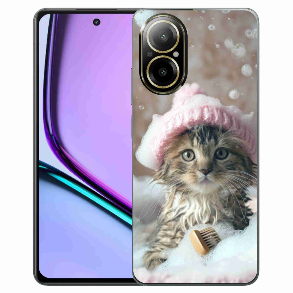 Gelový kryt mmCase na Realme C67 - kotě a koupel