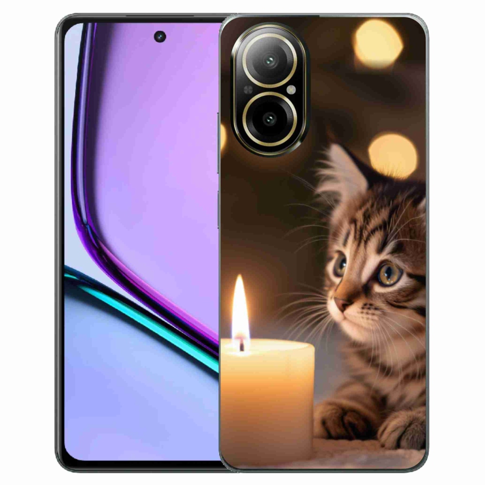 Gelový kryt mmCase na Realme C67 - kotě a svíčka